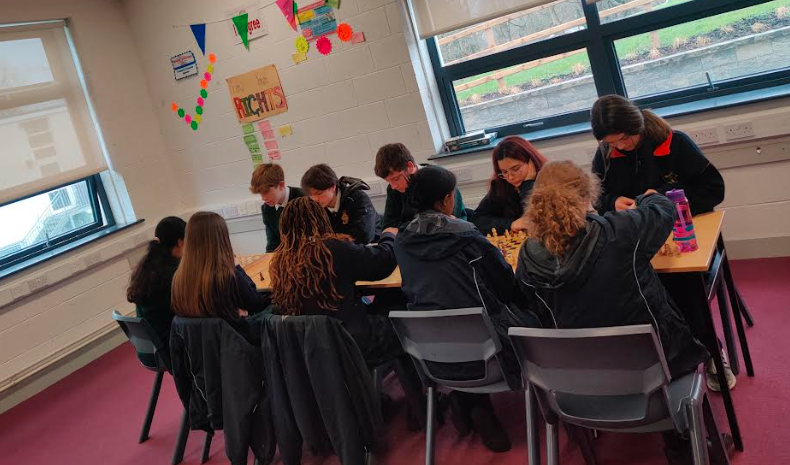 Students playing chess